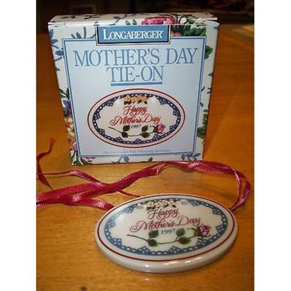 Longaberger 1997 Happy Mother's Day Tie On Original‎ Box Oval Design w/ flowers
